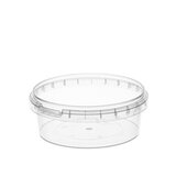 Банка с крышкой 385 мл, пластиковая под пресервы с контрольным замком, диаметр 122 мм, ВЗЛП