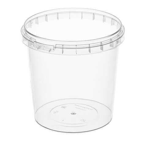 Банка с крышкой 1000 мл, пластиковая, под пресервы, с контрольным замком, диаметр 122 мм, ВЗЛП, 1217КП