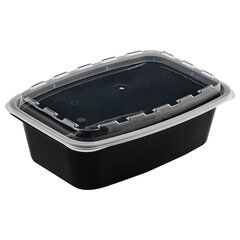 Контейнер одноразовый 1000 мл, С КРЫШКОЙ, 211&times;146 мм, черный/<wbr/>прозрачный, ПП, ВЗЛП