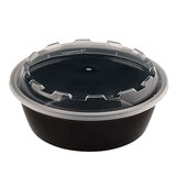 Контейнер одноразовый 530 мл, С КРЫШКОЙ, круглый, диаметр 152 мм, черный/прозрачный, ПП, ВЗЛП