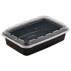 Контейнер одноразовый 830 мл, С КРЫШКОЙ, 207&times;140 мм, черный/<wbr/>прозрачный, ПП, ВЗЛП