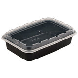 Контейнер одноразовый 830 мл, С КРЫШКОЙ, 207х140 мм, черный/прозрачный, ПП, ВЗЛП