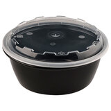 Контейнер одноразовый 950 мл, С КРЫШКОЙ, круглый, диаметр 172 мм, черный/прозрачный, ПП, ВЗЛП