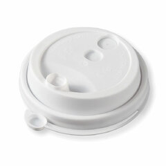 Крышка с питейником для бумажного стакана, диаметр 90 мм, матовая, белая, полипропилен, ВЗЛП