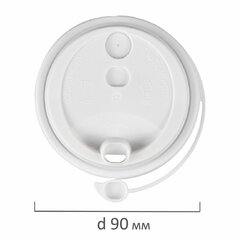 Крышка с питейником для бумажного стакана, диаметр 90 мм, матовая, белая, полипропилен, ВЗЛП