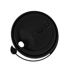 Крышка с питейником для бумажного стакана, ДИАМЕТР 90 мм, матовая черная, ПП, ВЗЛП