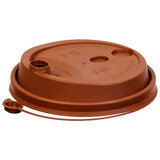 Крышка с питейником для бумажного стакана, ДИАМЕТР 90 мм, матовая коричневая, ПП, ВЗЛП