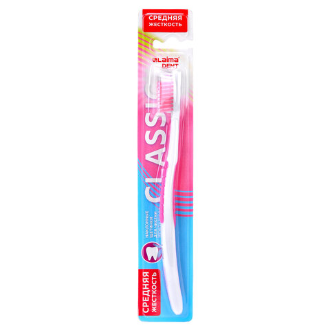 Зубная щетка средней жесткости CLASSIC (ассорти 4 цвета), LAIMA DENT, 609312