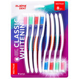 Зубная щетка жесткая CLASSIC WHITENING, безопасное отбеливание, КОМПЛЕКТ 8 шт., LAIMA DENT, 609315