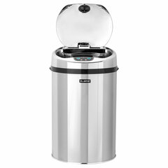 Ведро для мусора СЕНСОРНОЕ 12 л, нержавеющая сталь, зеркальная крышка, питание от 4-х батареек AA (не входят в комплект), LAIMA, 609327