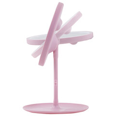 Зеркало настольное с LED-подсветкой для макияжа, диаметр 17 см, 3 режима свечения, аккумулятор 1200 mAh, цвет розовый, WBZ (ВБЗ), 609331