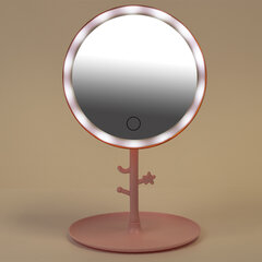 Зеркало настольное с LED-подсветкой для макияжа, диаметр 17 см, 3 режима свечения, аккумулятор 1200 mAh, цвет розовый, WBZ (ВБЗ), 609331