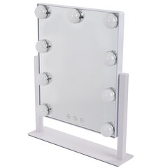 Зеркало для макияжа гримерное с подсветкой, 9 LED-ламп, 3 режима свечения, размер 25&times;30 см, работа от сети 220 V, цвет белый, BRABIX, 609335