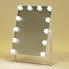 Зеркало для макияжа гримерное с подсветкой, 12 LED-ламп, 3 режима свечения, размер 29&times;38 см, работа от сети 220V, цвет белый, BRABIX, 609336