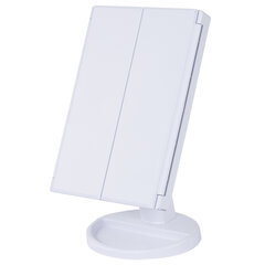 Зеркало настольное с LED-подсветкой для макияжа, размер 24&times;18 см, складное, увеличение х2, х3, х10, белое, BRABIX, 609337