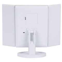 Зеркало настольное с LED-подсветкой для макияжа, размер 24&times;18 см, складное, увеличение х2, х3, х10, белое, BRABIX, 609337