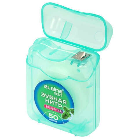 Зубная нить вощеная 50 м, мягкая забота о деснах, ВКУС МЯТЫ, LAIMA DENT, 609413