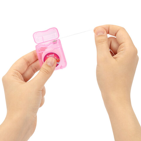 Зубная нить вощеная 50 м, мягкая забота о деснах, ВКУС КЛУБНИКИ, LAIMA DENT, 609415