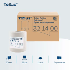 Бумага протирочная с центральной вытяжкой 270 метров, Tellus/<wbr/>TORK Reflex (M4) 1-слойная, КОМПЛЕКТ 6 рулонов, 321400