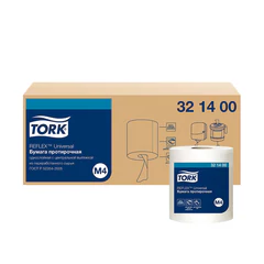 Бумага протирочная с центральной вытяжкой 270 метров, Tellus/<wbr/>TORK Reflex (M4) 1-слойная, КОМПЛЕКТ 6 рулонов, 321400