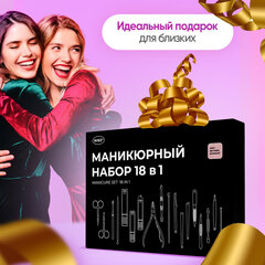 Универсальный набор для маникюра и педикюра 18 в 1 в футляре, STANDARD, розовый, WBZ (ВБЗ), 609488