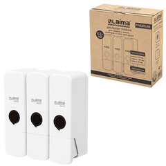 Дозатор тройной 3 х 0,3 л для жидкого мыла/<wbr/>шампуня/<wbr/>геля LAIMA PREMIUM, НАЛИВНОЙ, белый, 609500