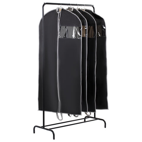 Чехол для одежды на молнии с ручками дорожный 60х120 см, черный, SHAMAANI (ШАМААНИ), 609603