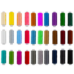 Нитки швейные 40 ЛШ, 200 м, полиэстер, НАБОР 30 цветов, в ПОДАРОК набор игл, DEVELIA (Девелиа), 609627