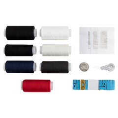 Набор швейный &laquo;Помощница&raquo;, нитки 7 шт., 5 цветов, 35 ЛЛ / 100 ЛЛ, 200 м, иглы, инструменты, DEVELIA (Девелиа), 609630