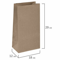 Крафт-пакет бумажный 18&times;12&times;29 см, КОМПЛЕКТ 100 шт., плотность 90 г/<wbr/>м<sup>2</sup>, LAIMA ECO CRAFT, 609683