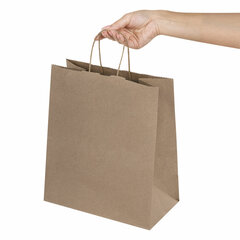 Крафт-пакет бумажный 22&times;12&times;25 см, КОМПЛЕКТ 50 шт., крученые ручки, плотность 90 г/<wbr/>м<sup>2</sup>, LAIMA ECO CRAFT, 609684