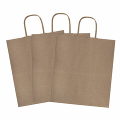 Крафт-пакет бумажный 22&times;12&times;25 см, КОМПЛЕКТ 50 шт., крученые ручки, плотность 90 г/<wbr/>м<sup>2</sup>, LAIMA ECO CRAFT, 609684