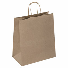 Крафт-пакет бумажный 22&times;12&times;25 см, КОМПЛЕКТ 50 шт., крученые ручки, плотность 90 г/<wbr/>м<sup>2</sup>, LAIMA ECO CRAFT, 609684