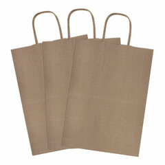 Крафт-пакет бумажный 26&times;15&times;35 см, КОМПЛЕКТ 50 шт., крученые ручки, плотность 90 г/<wbr/>м<sup>2</sup>, LAIMA ECO CRAFT, 609686