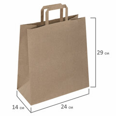 Крафт-пакет бумажный 24&times;14&times;29 см, КОМПЛЕКТ 50 шт., плоские ручки, плотность 90 г/<wbr/>м<sup>2</sup>, LAIMA ECO CRAFT, 609687
