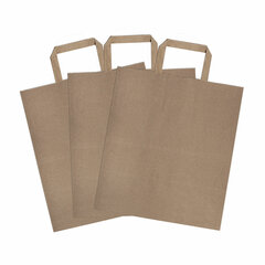 Крафт-пакет бумажный 24&times;14&times;29 см, КОМПЛЕКТ 50 шт., плоские ручки, плотность 90 г/<wbr/>м<sup>2</sup>, LAIMA ECO CRAFT, 609687