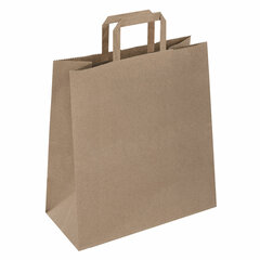 Крафт-пакет бумажный 24&times;14&times;29 см, КОМПЛЕКТ 50 шт., плоские ручки, плотность 90 г/<wbr/>м<sup>2</sup>, LAIMA ECO CRAFT, 609687