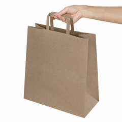 Крафт-пакет бумажный 24&times;14&times;29 см, КОМПЛЕКТ 50 шт., плоские ручки, плотность 90 г/<wbr/>м<sup>2</sup>, LAIMA ECO CRAFT, 609687