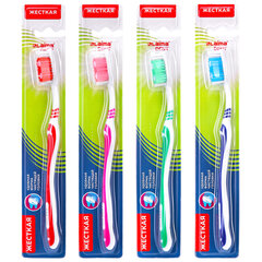 Зубная щетка жесткая WHITENING (ассорти 4 цвета), LAIMA DENT, 609688
