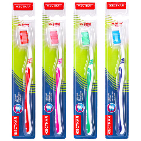 Зубная щетка жесткая WHITENING (ассорти 4 цвета), LAIMA DENT, 609688
