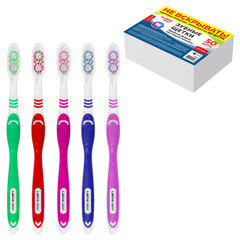 Зубная щетка жесткая WHITENING, КОМПЛЕКТ 50 шт. (ассорти 4 цвета), LAIMA DENT, 609692