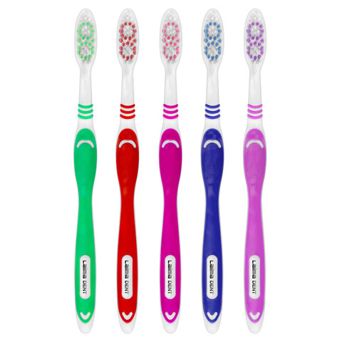 Зубная щетка жесткая WHITENING, КОМПЛЕКТ 50 шт. (ассорти 4 цвета), LAIMA DENT, 609692