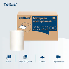 Протирочный нетканый материал Tellus/<wbr/>TORK Advanced, 266 листов в рулоне, 39,5&times;27,6 см, белый, 352200