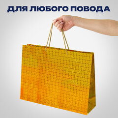 Пакет подарочный 45x13x33 см (XL), НАБОР 3 шт., 3 дизайна, голография, ЗОЛОТАЯ СКАЗКА, 609736