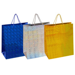 Пакет подарочный 41&times;19&times;49 см (XXL), НАБОР 3 шт., 3 дизайна, голография, ЗОЛОТАЯ СКАЗКА, 609738