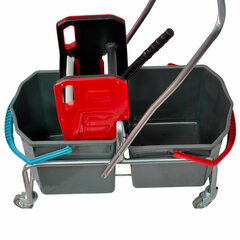 Тележка уборочная Eco-Force, 2 съемных ведра по 25 л, отжим, металлический каркас, бесшумные колеса, 22EF/<wbr/>2