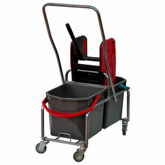 Тележка уборочная Eco-Force, 2 съемных ведра по 25 л, отжим, металлический каркас, бесшумные колеса, 22EF/<wbr/>2