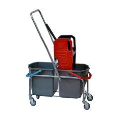 Тележка уборочная Eco-Force, 2 съемных ведра по 25 л, отжим, металлический каркас, бесшумные колеса, 22EF/<wbr/>2
