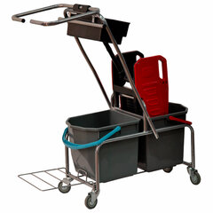 Тележка уборочная Eco-Force, 2 ведра по 25 л, отжим, лоток для химии, держатель для мешка, металлический каркас, бесшумные колеса, 22EF/<wbr/>6
