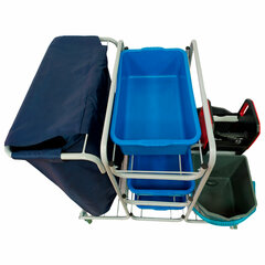 Тележка уборочная Eco-Force МНОГОФУНКЦИОНАЛЬНАЯ MEGA 2 ведра по 25 л, отжим, 3 поддона, держатель и основание для мешка, мешок, 26EF/<wbr/>1